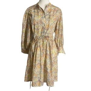 Pink Ripple Paisley Long Sleeve Midi Dress